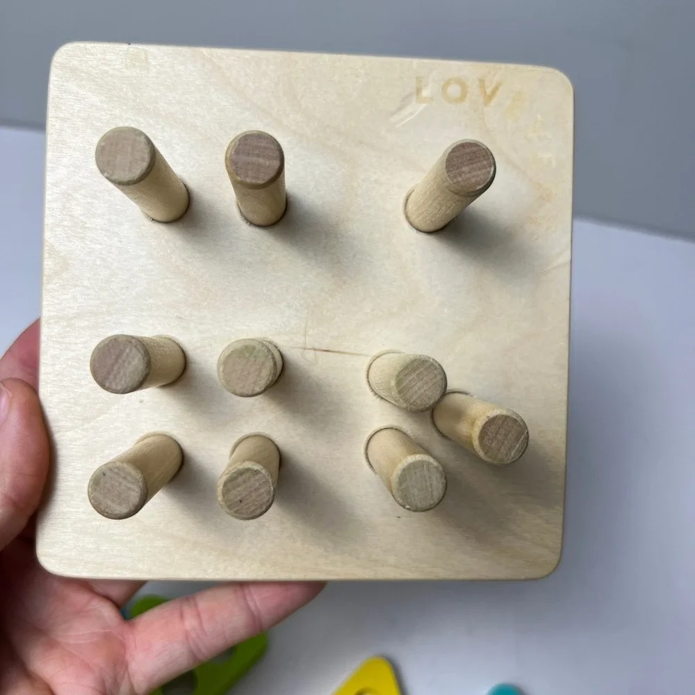 Lovevery Wooden Geometric Peg Puzzle Toddler Multicolor Montessori Stacker Toy